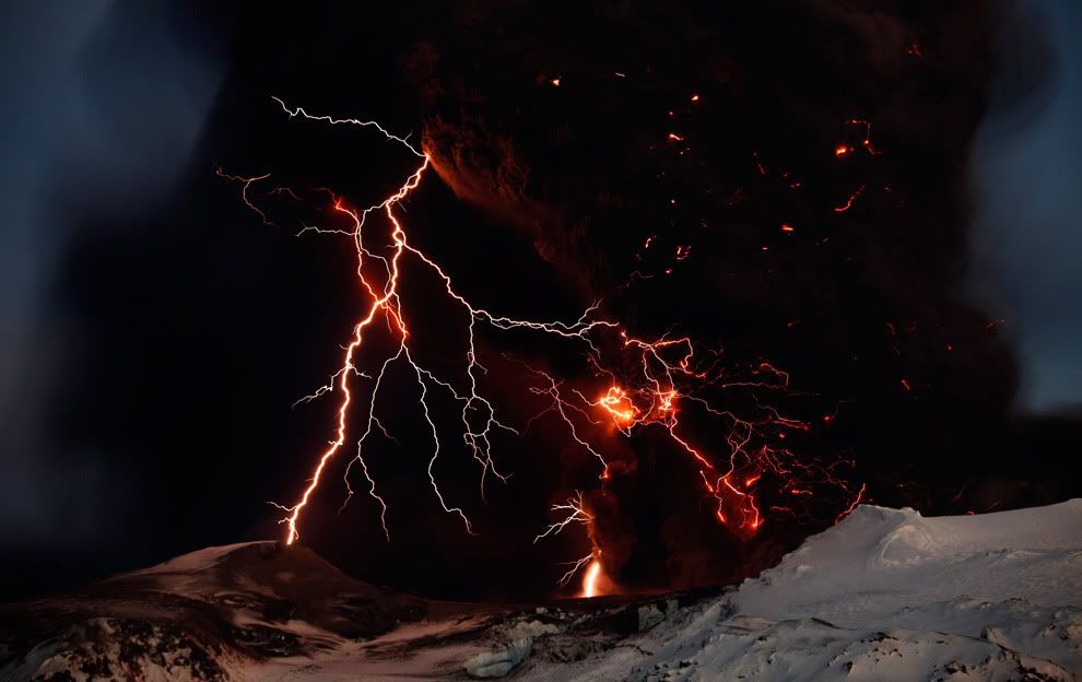 iceland volcano lightning wallpaper. Lightning streaks across the