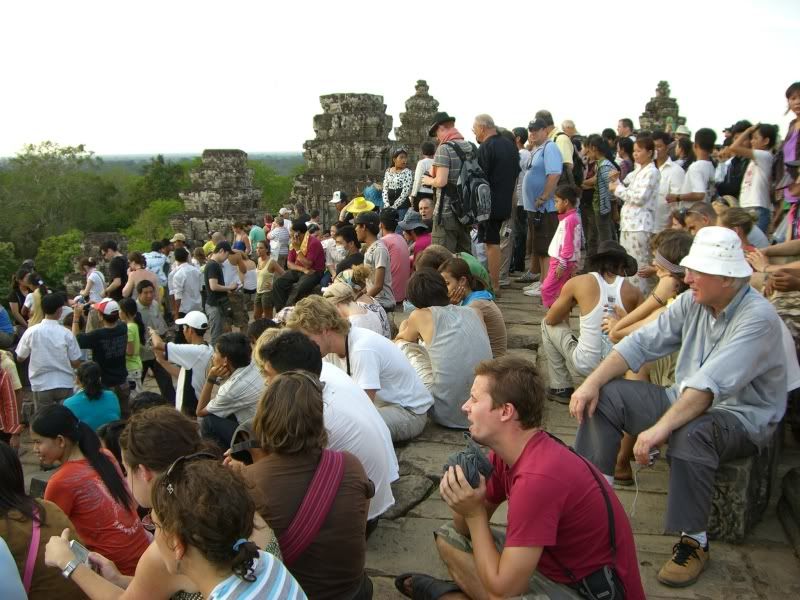 Crowds waiting to see sunset