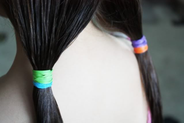 plastic ponytail holder. and pony tail holders.
