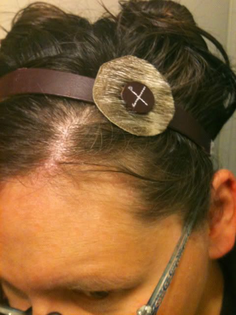 sealskin button on headband