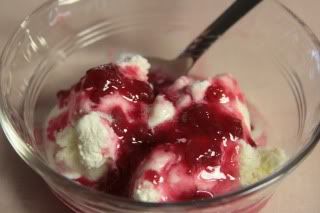 ice cream with syrup