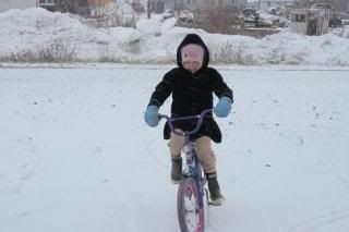 Biking in the snow