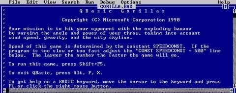 QBasic: Gorillas We all used to love banana-throwing Gorillas.