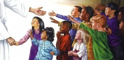 Children greeting Jesus Pictures, Images and Photos