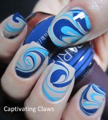 Nail Art - Blue Water Marble Nail Art - Blue Water Marble