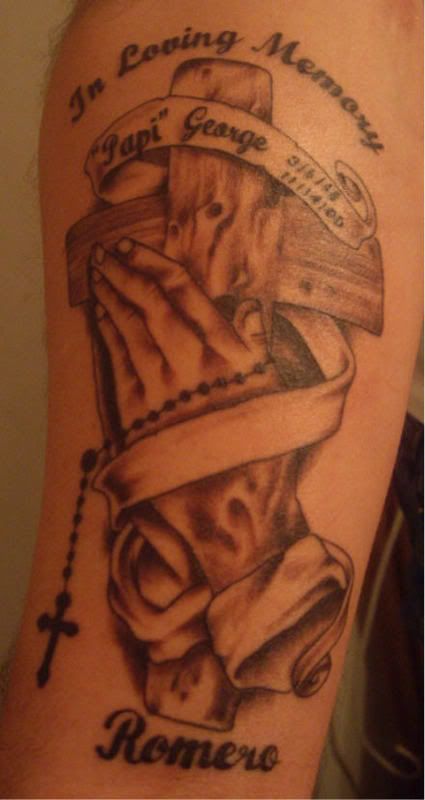 praying hands with cross tattoo. praying hands cross tattoo for