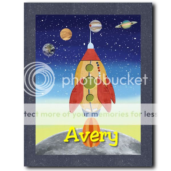 Space Rocket Ship nursery wall art decor baby boy room  