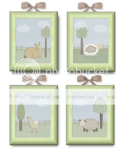 Cottontail friends farm animal nursery bedding art prin  