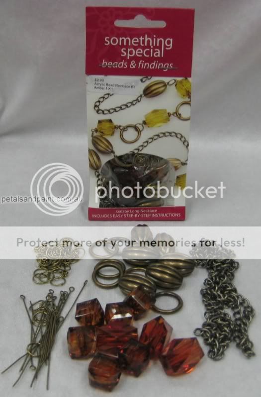 Amber Beads & Boho Gold Gatsby Long Necklace Beading Kit 